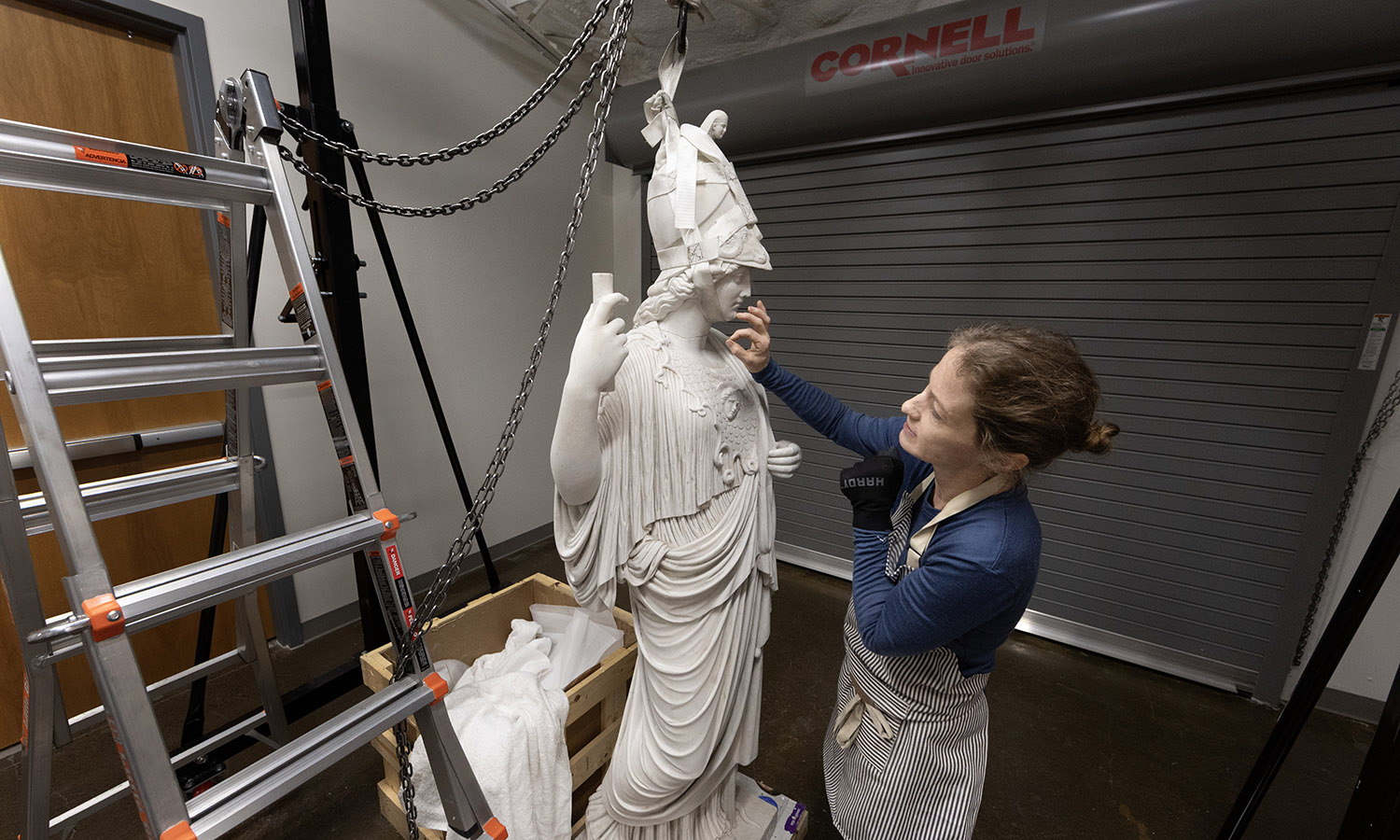 Conservator Lauren Paige Isaacs describes her approach to repairing the Minerva statue.