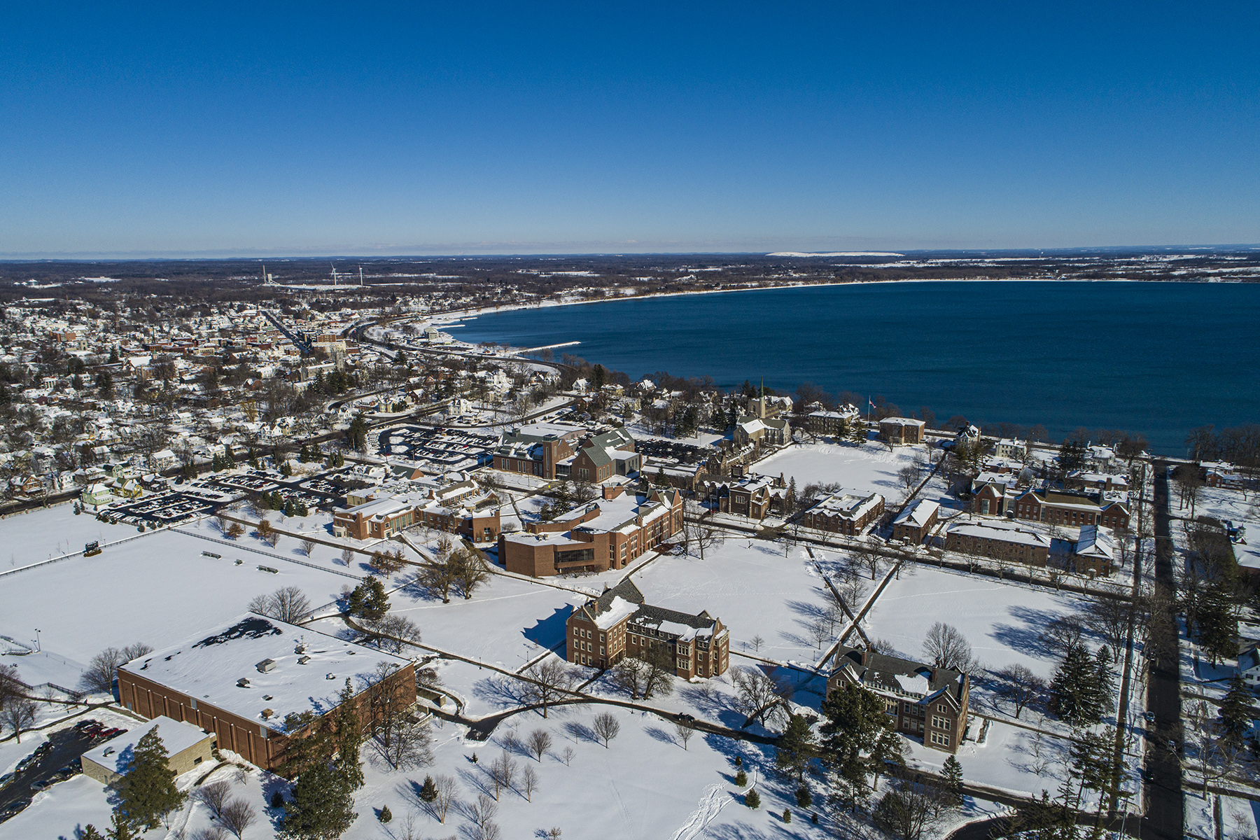 Aerial View of Campus in the Winter