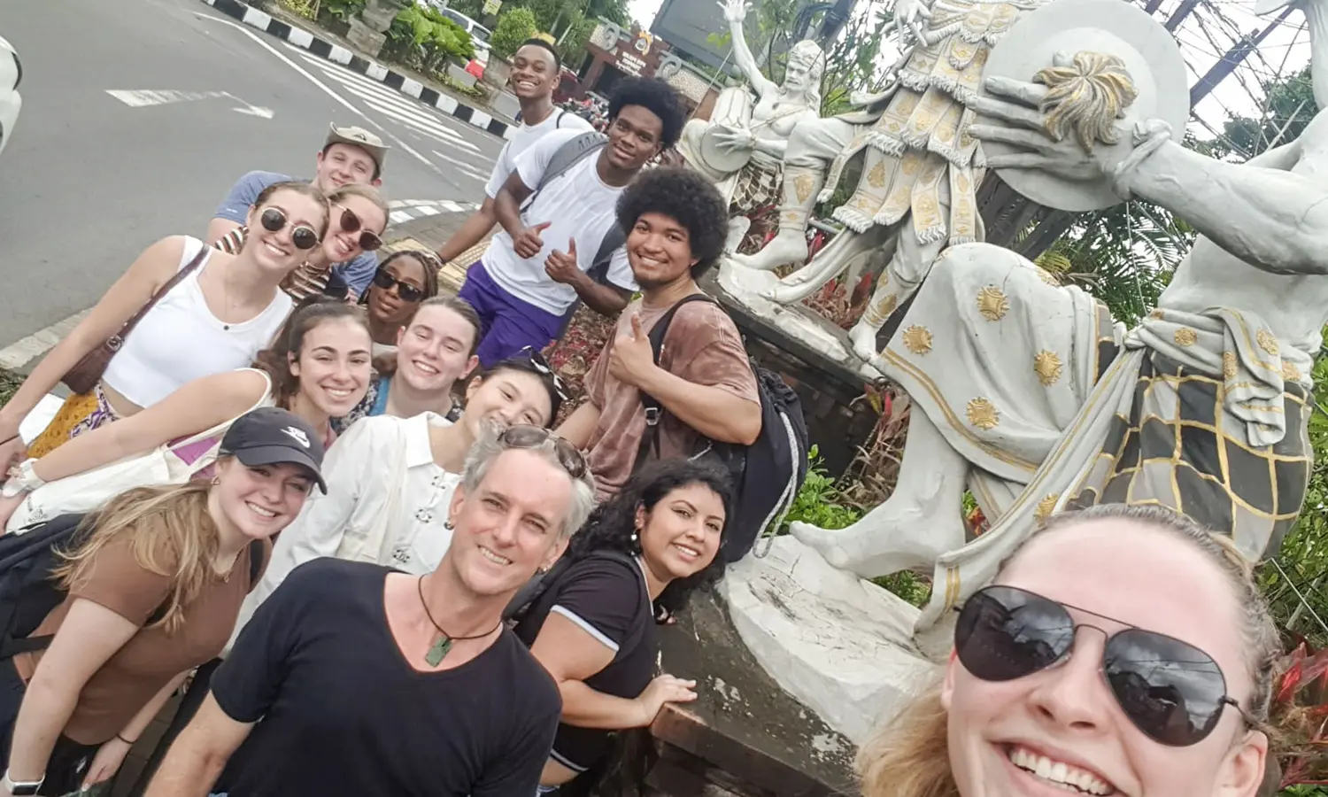 In Bali, Indonesia, students led by Associate Professor of Theatre Chris Hatch visit the city of Ubud as part of a January-term program.