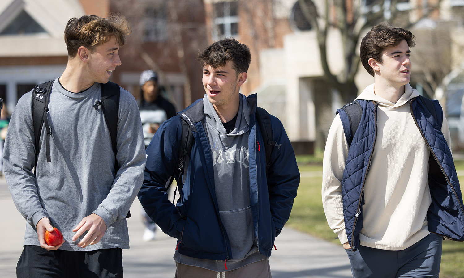 Will Slayton ’28, Jake Hans ’28 and Weldon Arner ‘28 chat while walking to class on Wednesday afternoon.