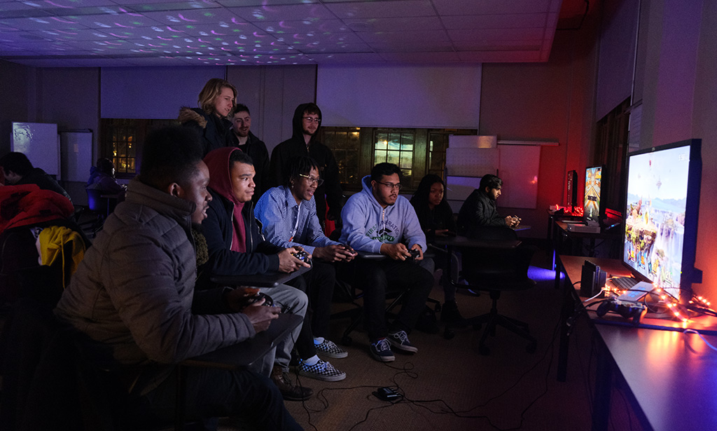 Students attend a gaming night