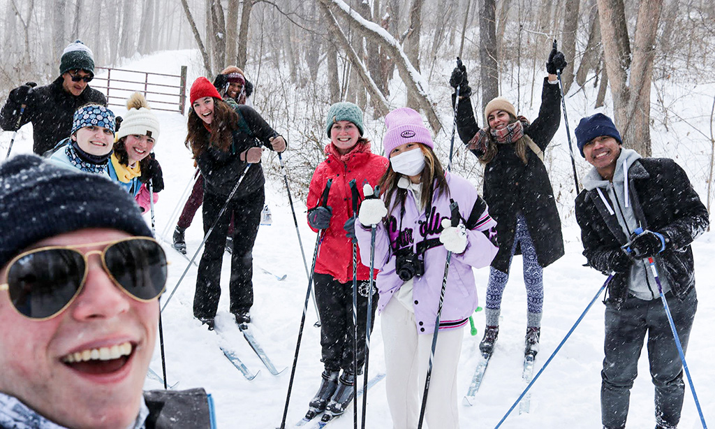 HWS students on a cross-country ski excursion